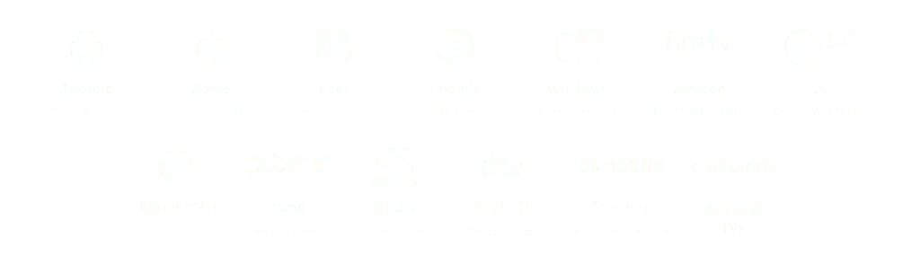 Footer navigation: row of small white icons with text labels on a dark green background.