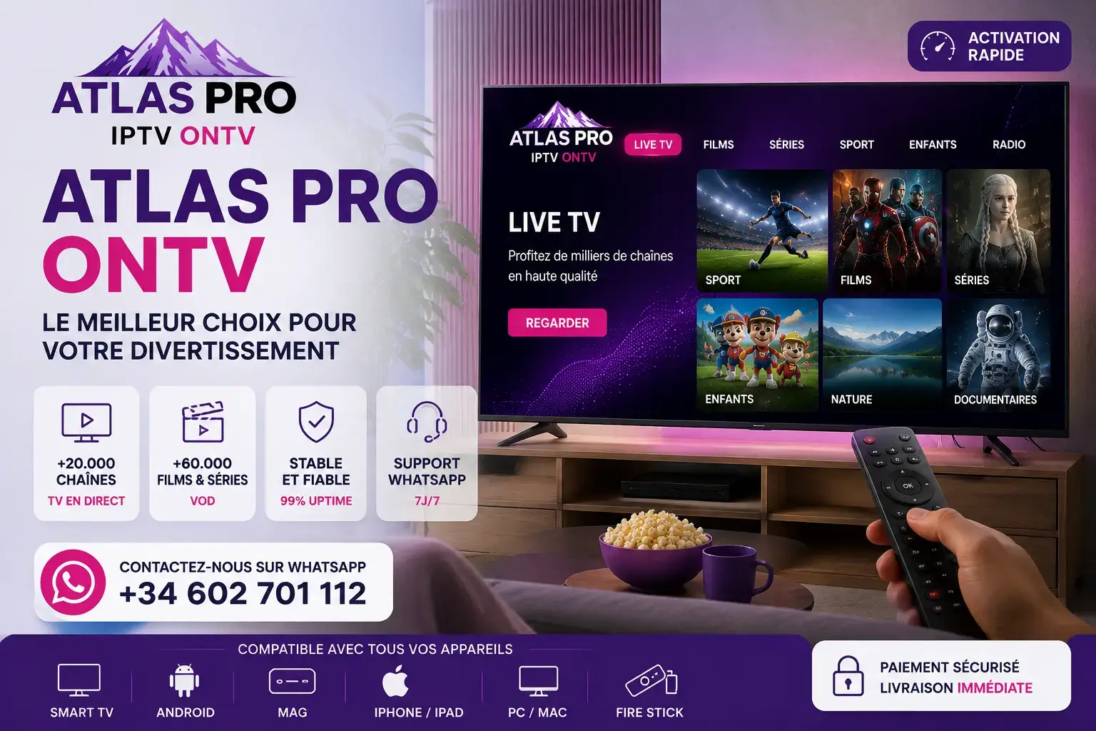 Atlas Pro ONTV installation et abonnement IPTV France